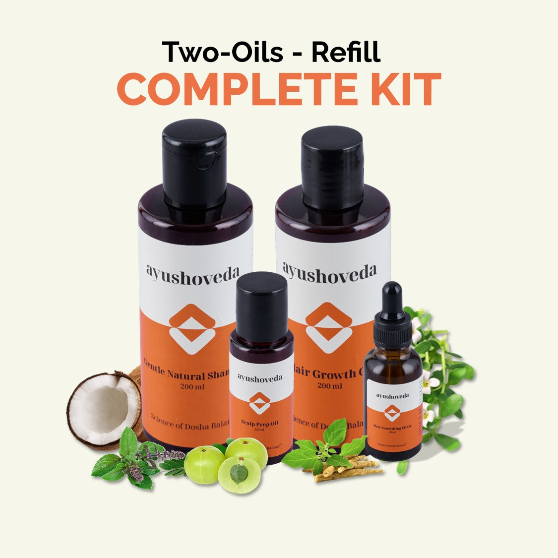 Refill | Complete Hair Care Kit | Two-Oils + Shampoo + Elixir